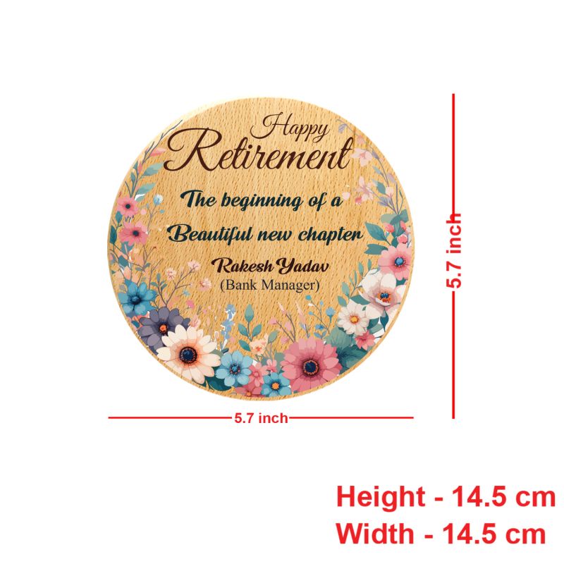 Personalised Happy Retirement Wooden Plaque  Custom With Name  Retirement Gift For Father, Mother, Boss, Colleague, Doctor & Teacher